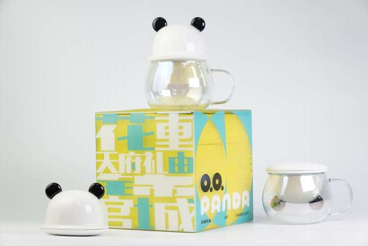 【彭州白瓷送礼首选】洗脑壳熊猫茶杯
