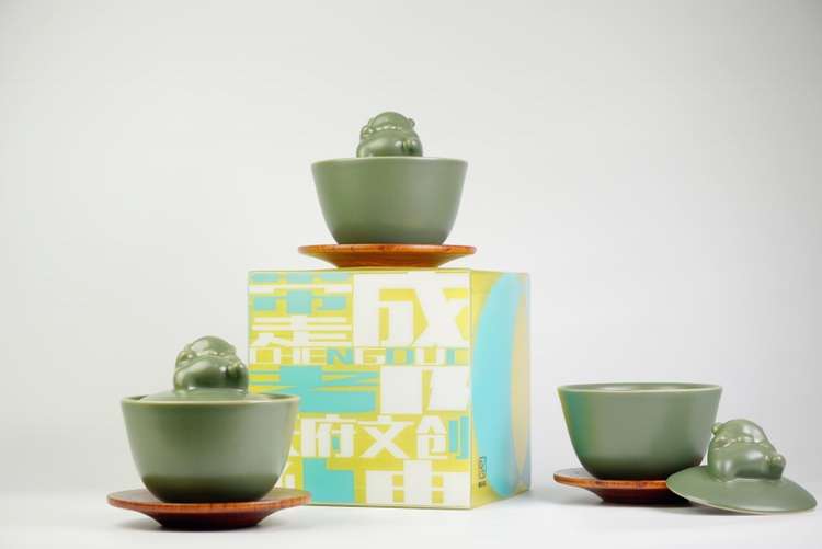 【彭州白瓷】仰天熊盖碗伴手礼首选